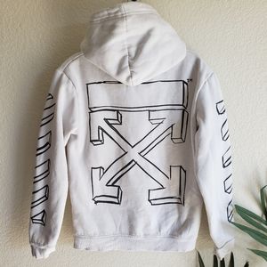Off-White "Main Label" White Graphic Print Hoodie Kangaroo Pocket